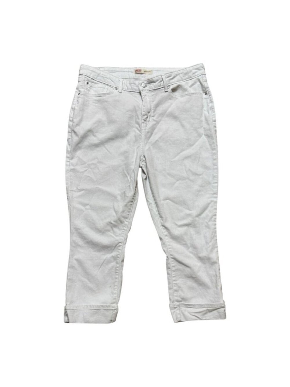 Levi Strauss Signature Mid Rise Capri Jeans Womens 16 W33 White Stretch
